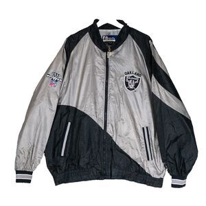 Vintage 90's Oakland Raiders Jacket XL Pro Player NFL Full Zip Embroidered